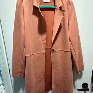 Women's Salmon Pink Suede Coat Small
